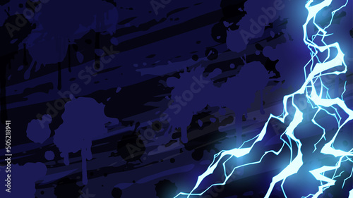 エフェクト風_水色の雷の背景_イラスト素材_16:9