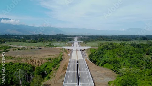 Aerial view of the Sigli-Banda Aceh (Sibanceh) toll road, Aceh, Indonesia. photo