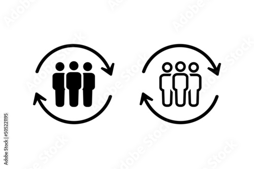 User rotation sign. Customer interaction. Vector illustration