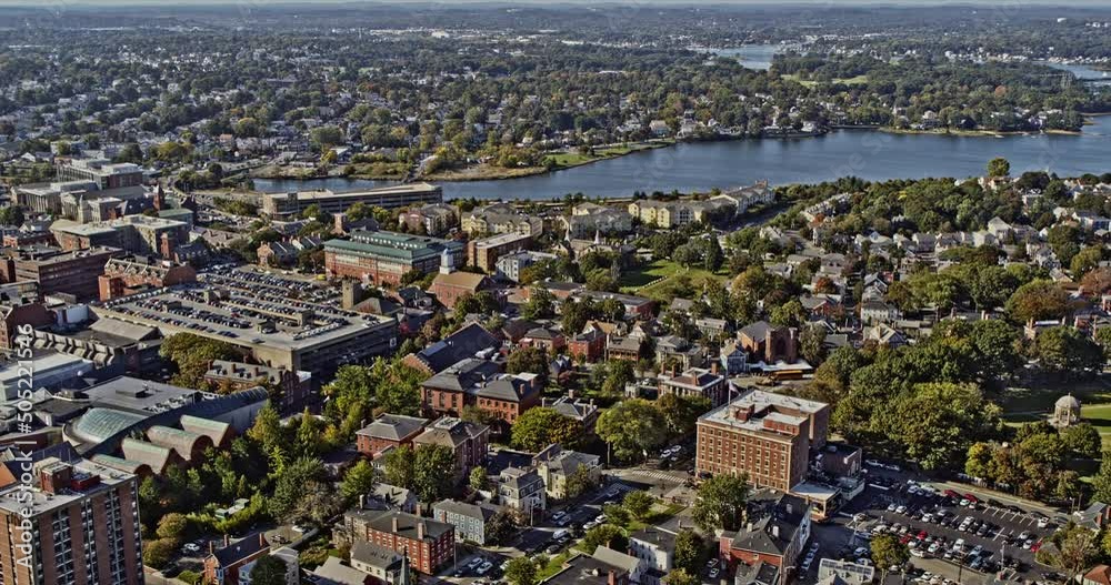 Salem Massachusetts Aerial v2 drone flyover and around downtown