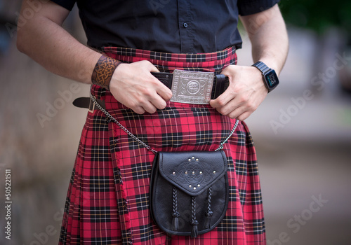 scottish kilt on a man with a belt photo