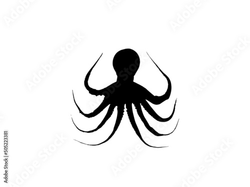 Silhouette an octopus vector image,Octopus ocean or sea water animal vector,Octopus tentacle giant monster vector,Octopus isolated on white background design 
