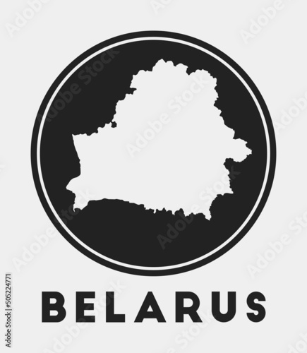 Belarus icon. Round logo with country map and title. Stylish Belarus badge with map. Vector illustration.