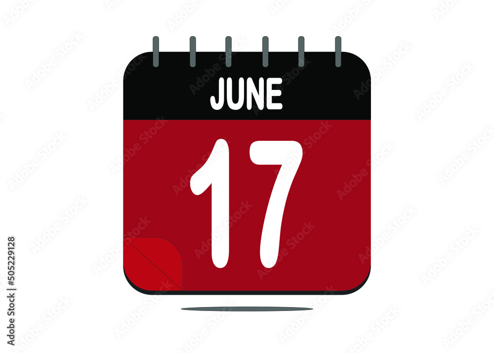 Day 17. June 17. Calendar design template in red and black. Day 17. June 17. Calendar design template in red and black.