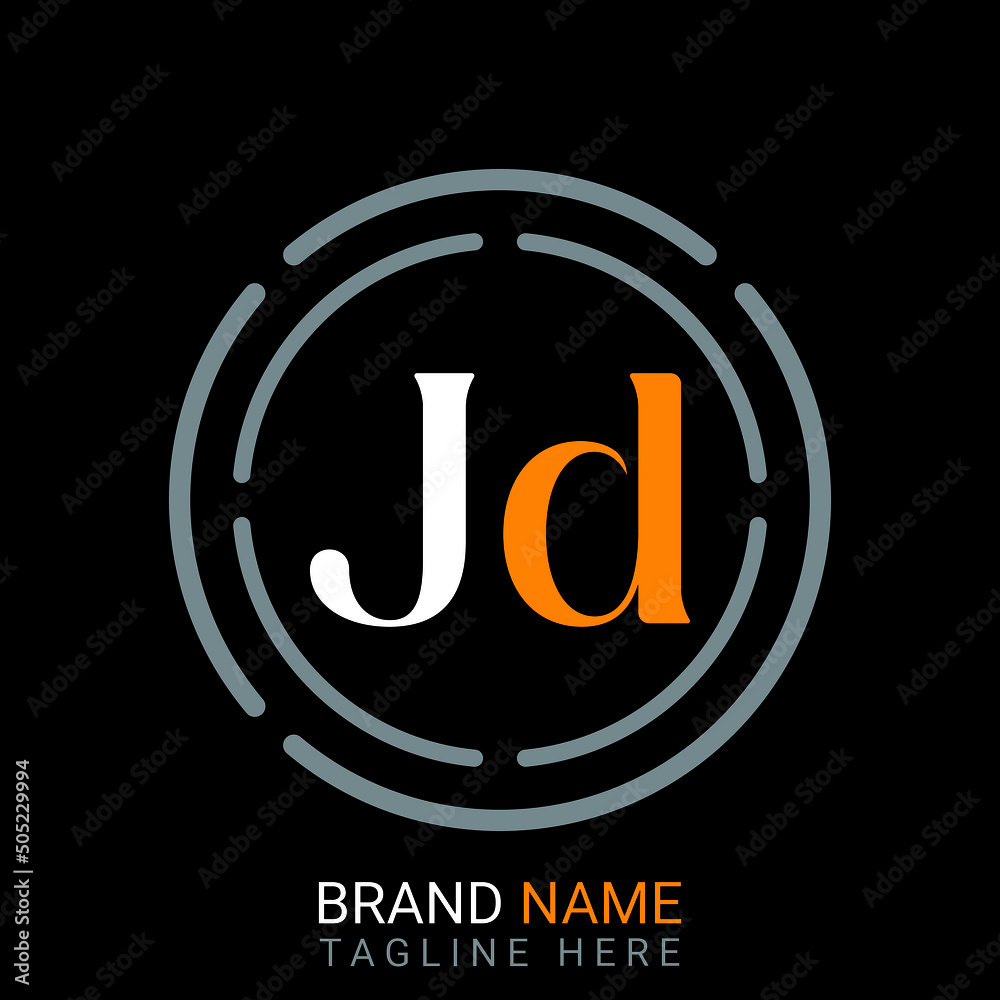 Jd Letter Logo design. black background. Jd Letter Logo design. black background.