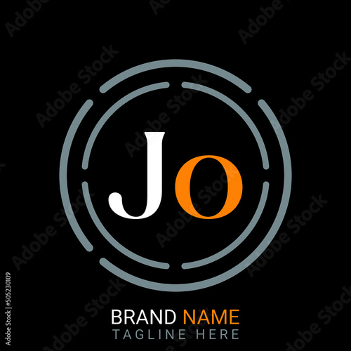 Jo Letter Logo design. black background.