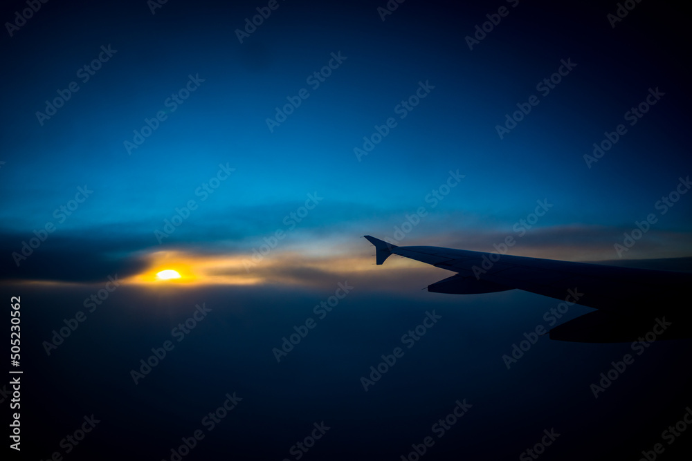 Fototapeta premium sunset view from plane