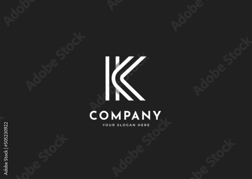 Letter K logo design template line concept