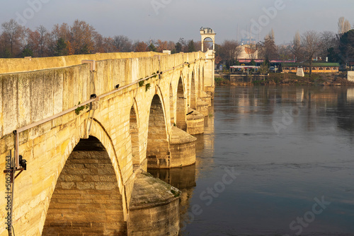 edirne - turkey. 7 december 2019. The Meriç Bridge, also known as Mecidiye Bridge or Meriç Bridge, photo