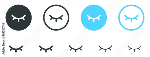 closed eye icon sign, invisible eye hide icon, incognito icon no eye view hidden icon set. vision icon, unsee icons - eyesight symbol - sight look sign photo