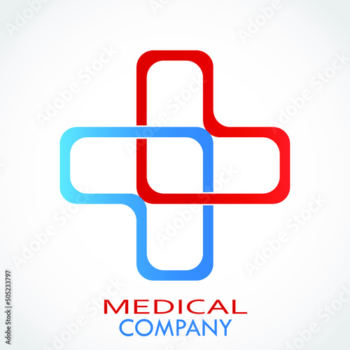 red blue linear medicine cross logo