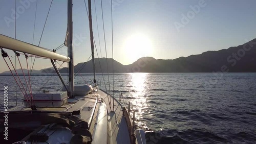 sailing of the yacht side view 