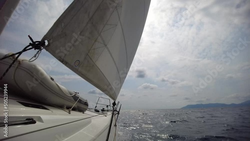 sailing of the yacht side view 