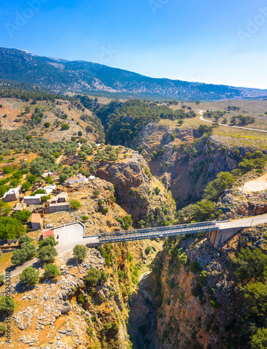 Metal Bridge over the Aradena Canyon, Chania, Crete, Greece photo