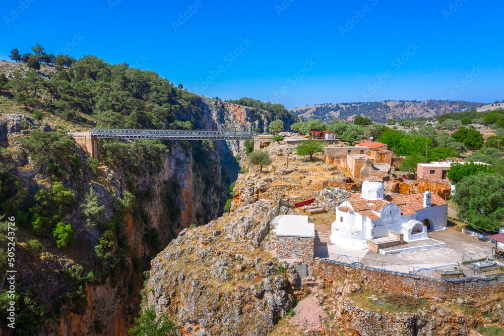 Metal Bridge over the Aradena Canyon, Chania, Crete, Greece