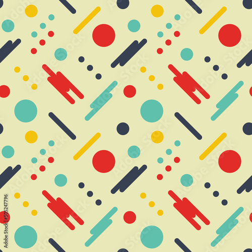 Seamless pattern with circles and sticks. Geometric texture.