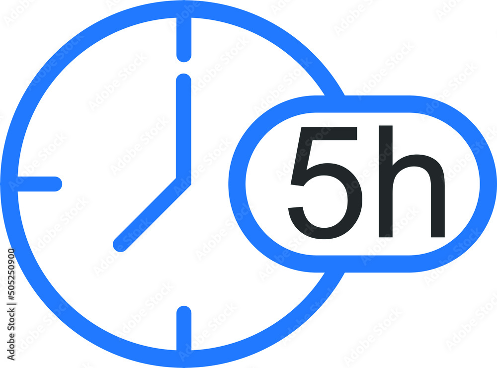 5 hour timer icon, stopwatch icon vector 5 hour timer icon, stopwatch icon vector