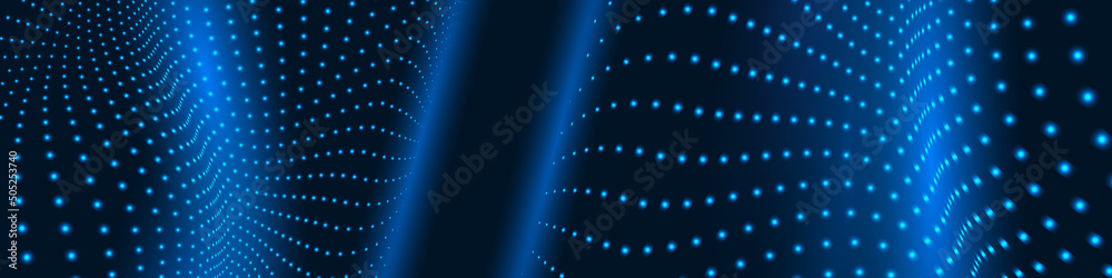 Digital technology wave of particles mesh vector abstract background. Dark modern tech wide banner. Digital technology wave of particles mesh vector abstract background. Dark modern tech wide banner.