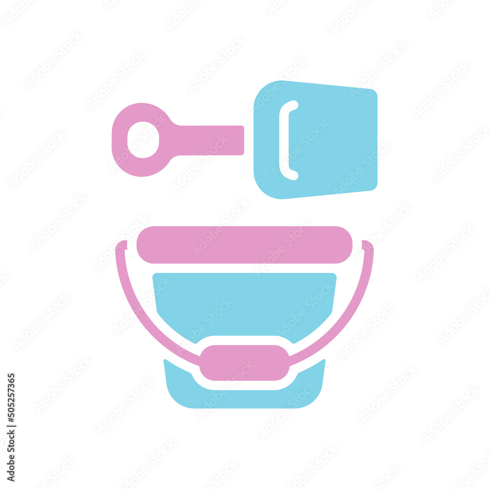 Child pail and shovel vector glyph icon Child pail and shovel vector glyph icon