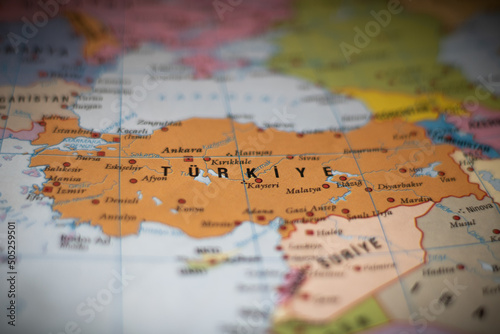 Canvas Print Map of Turkey with its new name (Turkiye)