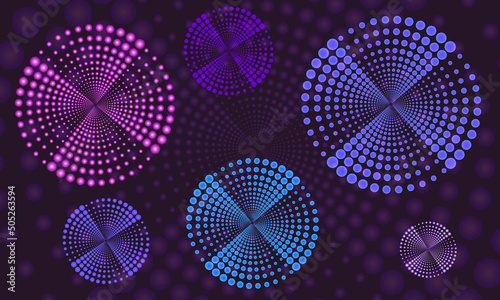 Rainbow vector background with perspective circles