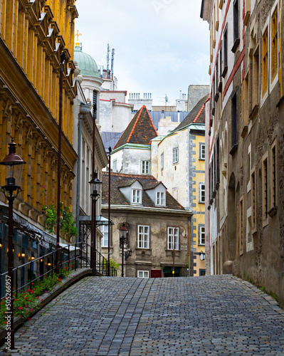 Nice cozy street in the old town of Vienna. photo