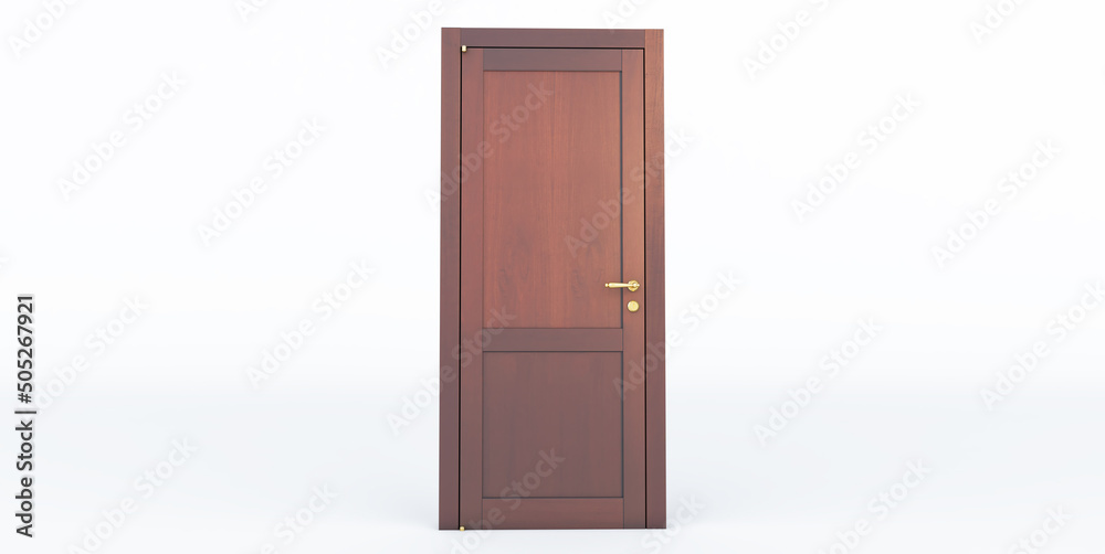 3D render of wooden door isolated on white background 3D render of wooden door isolated on white background