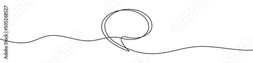 Continuous line drawing of speech bubble. One line drawing background. Vector illustration. Linear drawing of a speech bubble