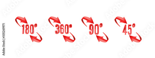 3D curve arrows and rotation angle degrees sing.