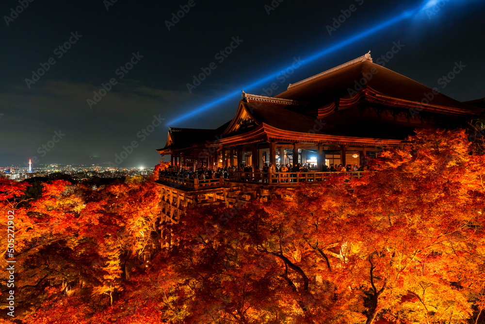 Obraz premium [京都府]清水寺舞台と紅葉の風景（清水の舞台で知られる京都屈指の観光名所）