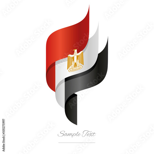 Egypt abstract 3D wavy flag red white black modern Egyptian ribbon torch flame strip logo icon vector
