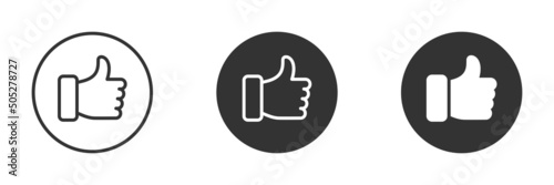 Valokuva Hand thumb up icon. Like symbol. Flat vector illustration.