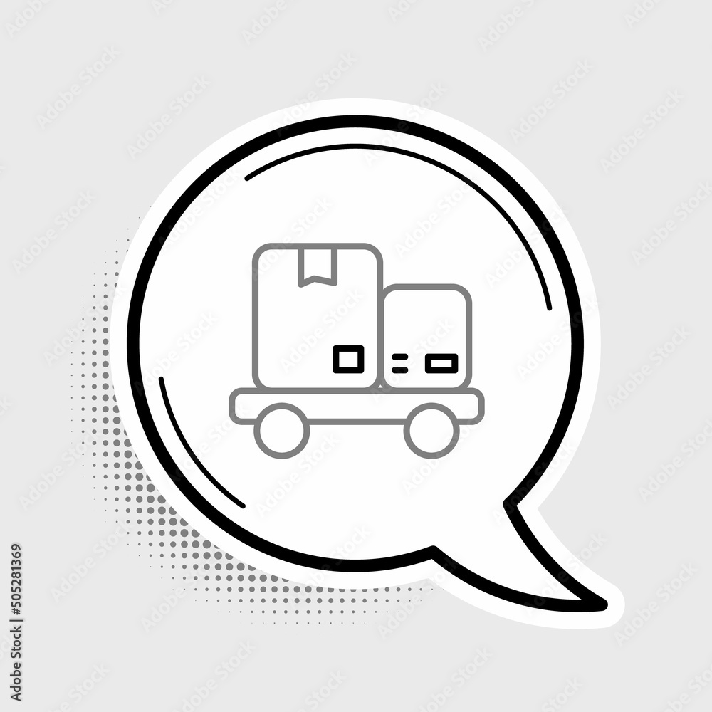 Line Hand truck and boxes icon isolated on grey background. Dolly symbol. Colorful outline concept. Vector Line Hand truck and boxes icon isolated on grey background. Dolly symbol. Colorful outline concept. Vector
