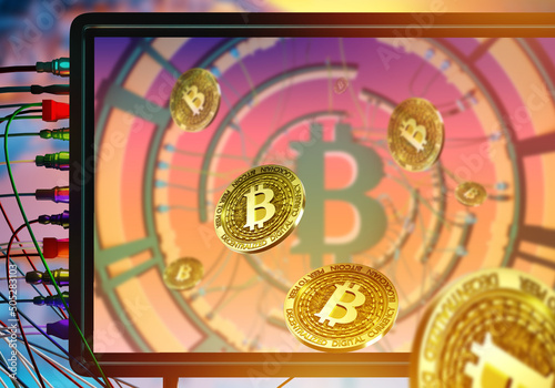 Blockchain background. Coin...
