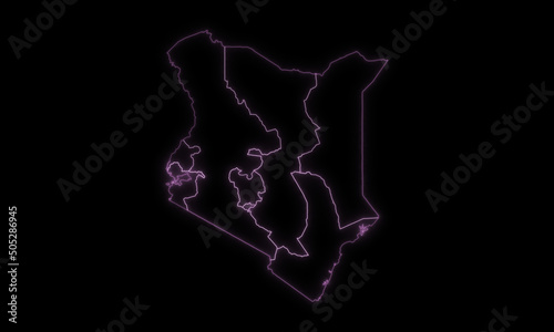 Outline Map of Kenya with Provinces in Black Background
