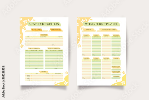 Monthly and weekly budget planner