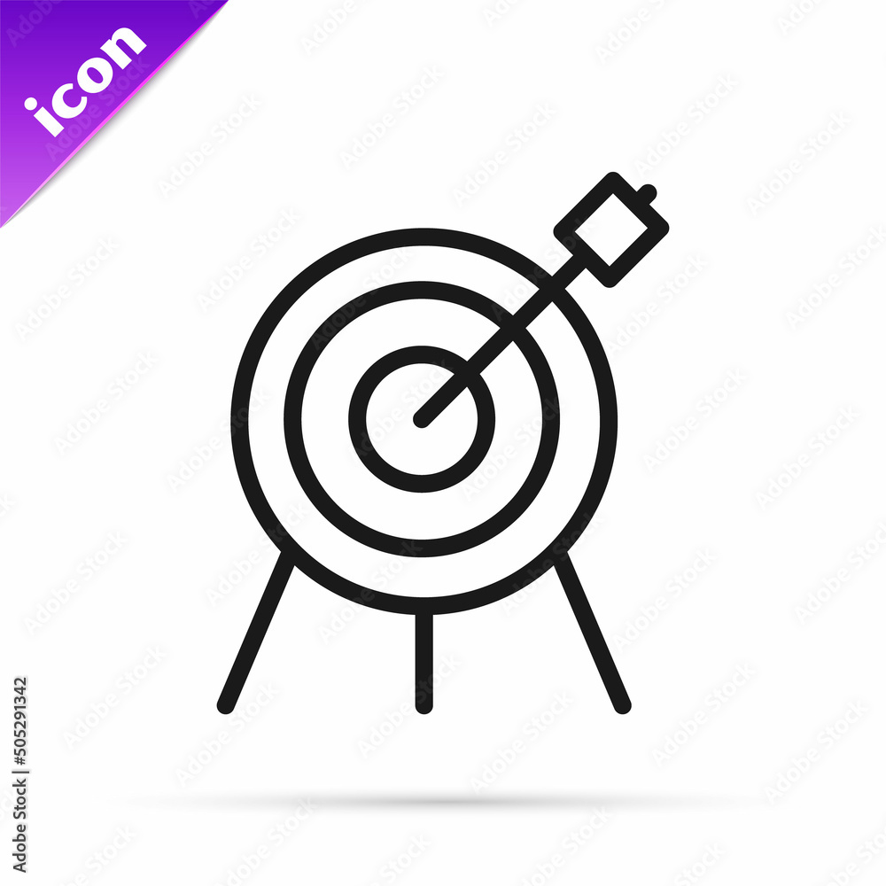 Black line Target sport icon isolated on white background. Clean target with numbers for shooting range or shooting. Vector Black line Target sport icon isolated on white background. Clean target with numbers for shooting range or shooting. Vector