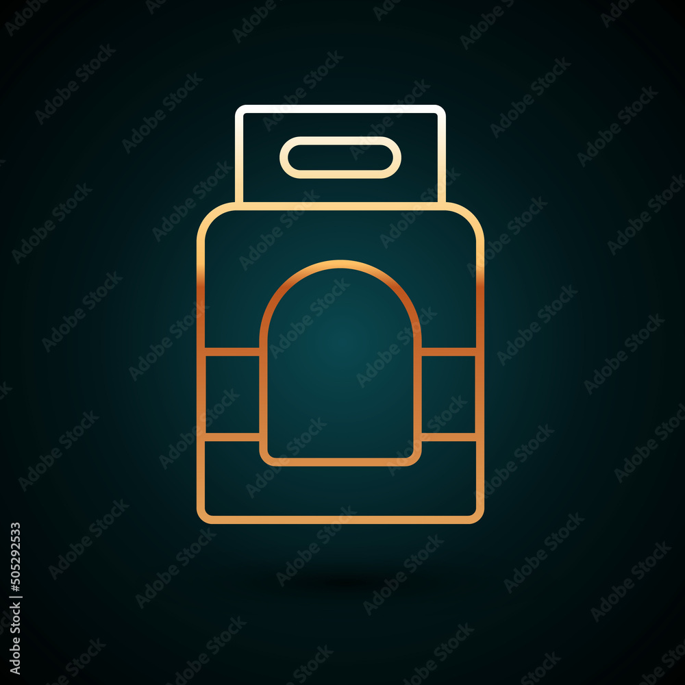 Gold line Laundry detergent for automatic wash machine icon isolated on dark blue background. Vector Gold line Laundry detergent for automatic wash machine icon isolated on dark blue background. Vector