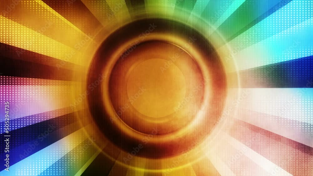 Retro summer fun multi color center focused looping animated background