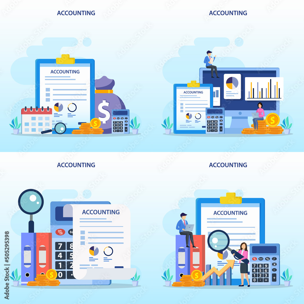 Accountant Flat vector illustration. Concept of the tax calculating and financial analysis. Accountant Flat vector illustration. Concept of the tax calculating and financial analysis.