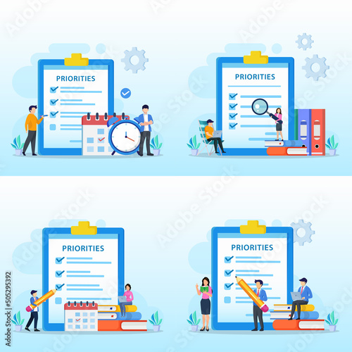 Priorities vector illustration. Work planning and management to boost your efficiency.