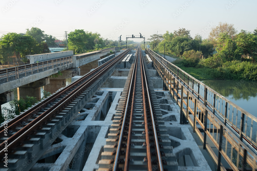  railroad tracks, travel by train