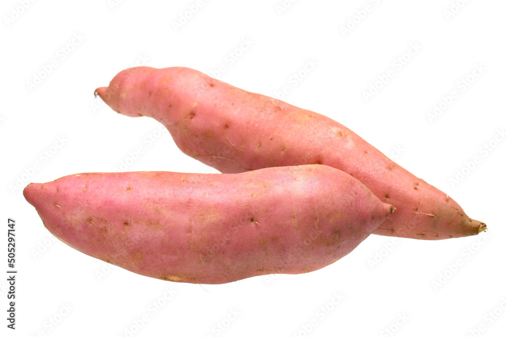 red sweet potatoes isolated on white background red sweet potatoes isolated on white background