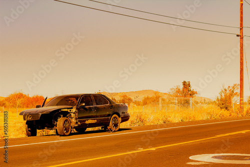 car on the side of the road  Fairfield, California  photo