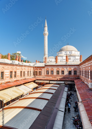 Kizlaragasi Han Caravanserai and Hisar Mosque in Izmir, Turkey photo