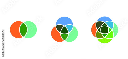 Venn diagram infographic template. Two, three and four circles .