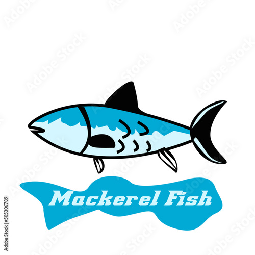 mackerel fish blue isolated in white background flat style  photo