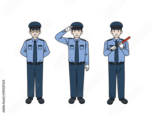 ガードマン　交通誘導　警備員　男性　イラスト