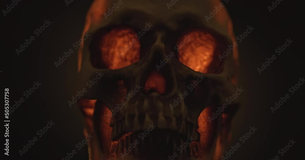 Skull with colored lighting loop closeup Skull with colored lighting loop closeup