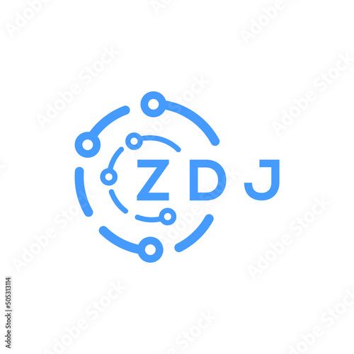 ZDJ technology letter logo design on white  background. ZDJ creative initials technology letter logo concept. ZDJ technology letter design.
